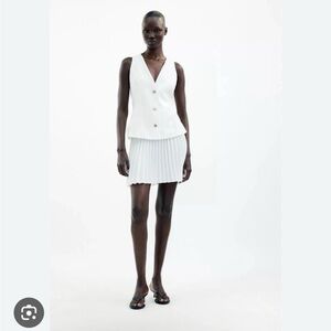 NWT ZARA WHITE COMBINATION MINI DRESS SIZE LARGE